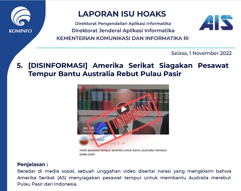 Isu Hoaks 1 November 2022