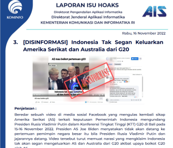 Isu Hoaks 16 November 2022