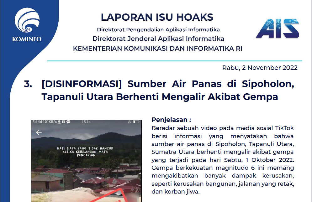 Isu Hoaks 2 November 2022