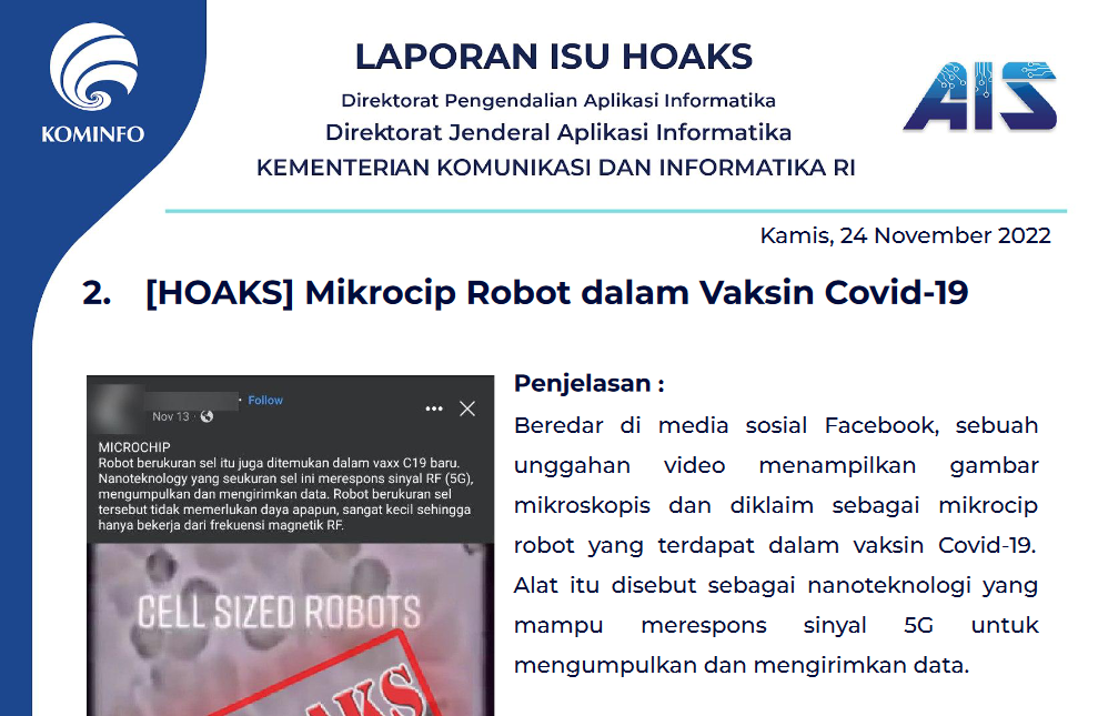Isu Hoaks 24 November 2022