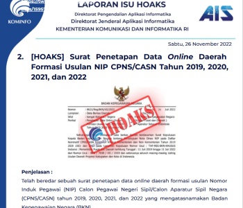 Isu Hoaks 26 November 2022