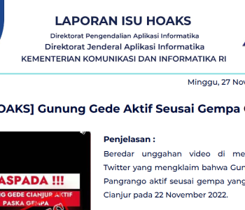 Isu Hoaks 27 November 2022