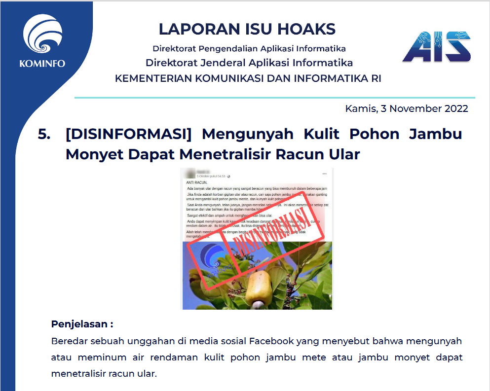 Isu Hoaks 3 November 2022