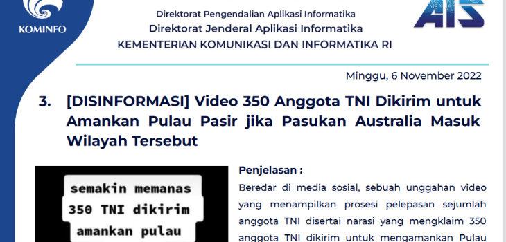 Isu Hoaks 6 November 2022