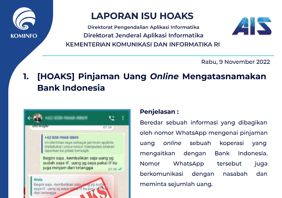 Isu Hoaks 9 November 2022