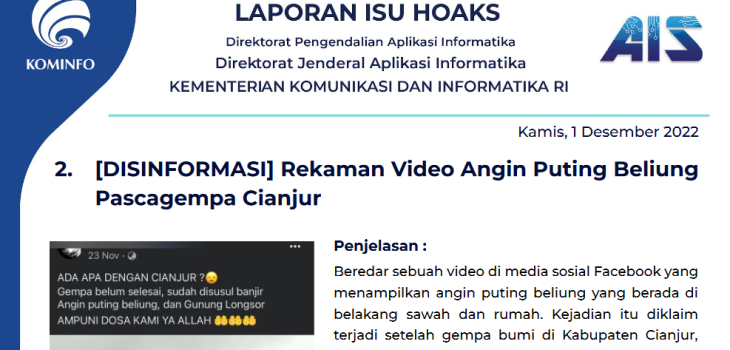 Isu Hoaks 1 Desember 2022