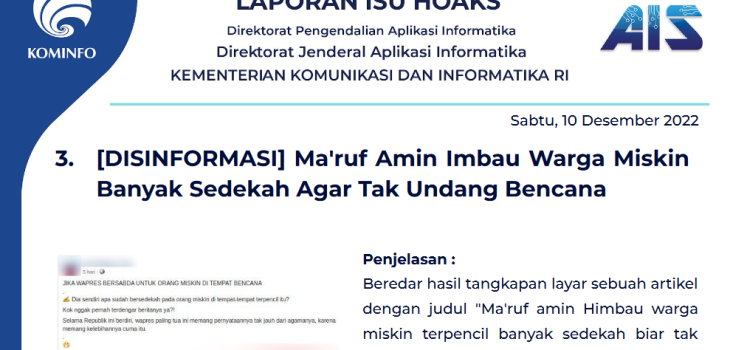 Isu Hoaks 10 Desember 2022