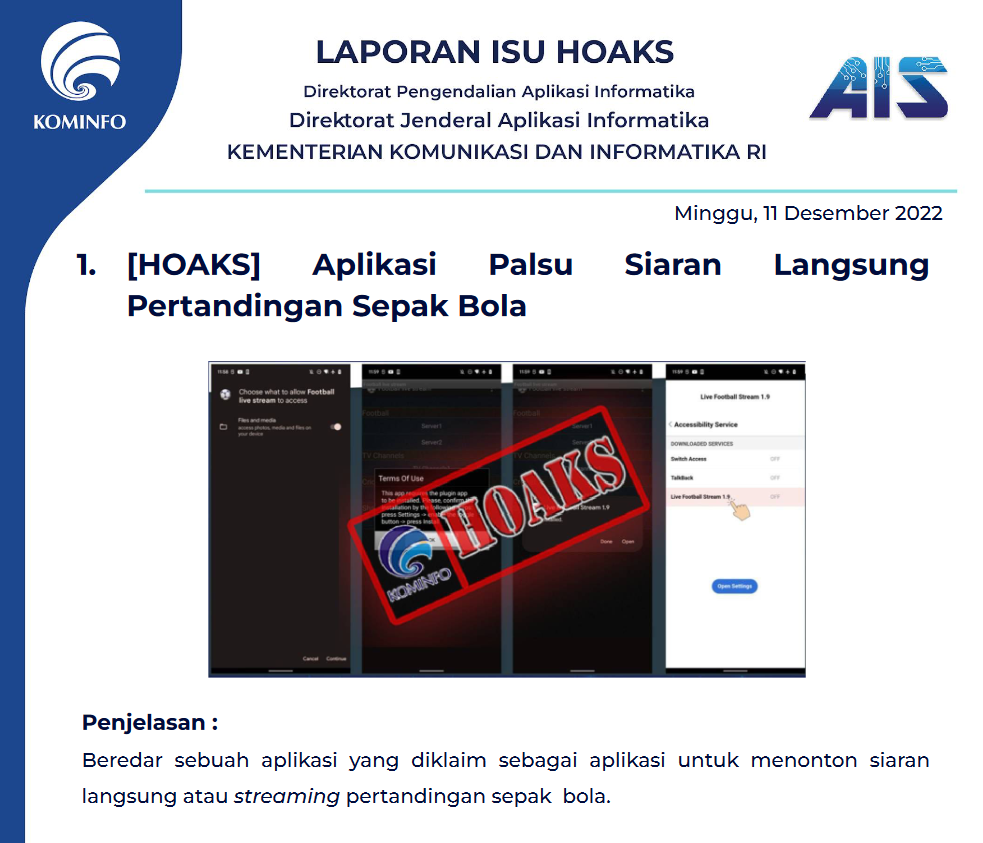 Isu Hoaks 11 Desember 2022