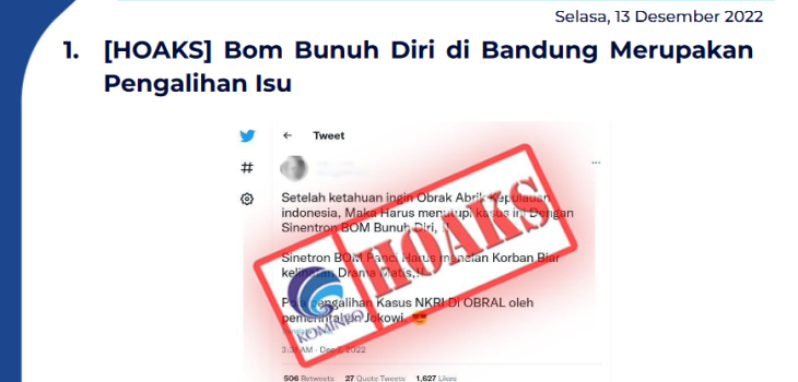 Isu Hoaks 13 Desember 2022
