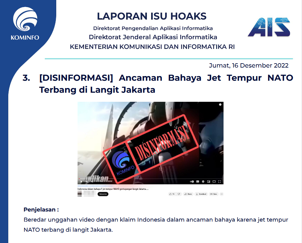 Isu Hoaks 16 Desember 2022