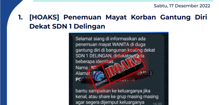 Isu Hoaks 17 Desember 2022
