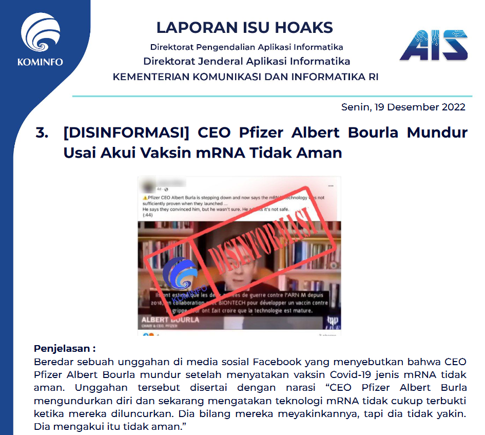 Isu Hoaks 19 Desember 2022