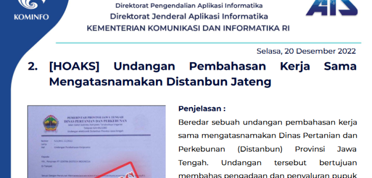 Isu Hoaks 20 Desember 2022