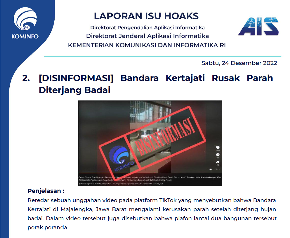 Isu Hoaks 24 Desember 2022