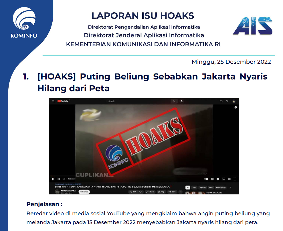 Isu Hoaks 25 Desember 2022
