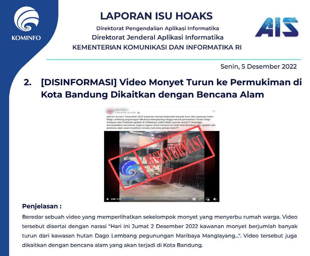 Isu Hoaks 5 Desember 2022