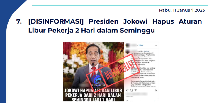 Isu Hoaks 11 Januari 2023