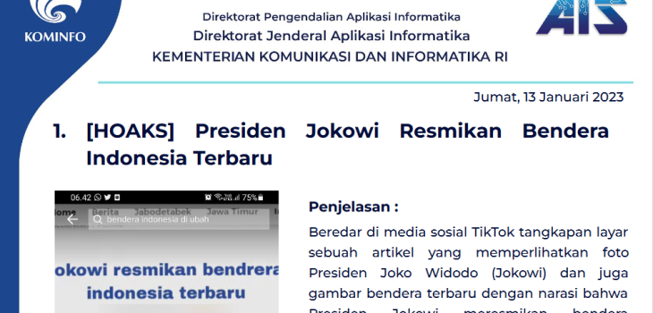 Isu Hoaks 13 Januari 2023