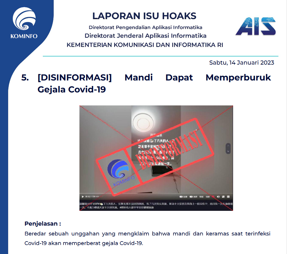 Isu Hoaks 14 Januari 2023