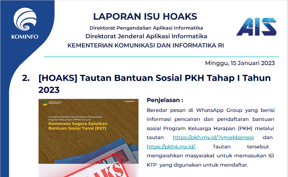 Isu Hoaks 15 Januari 2023