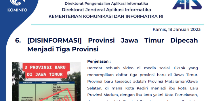 Isu Hoaks 19 Januari 2023
