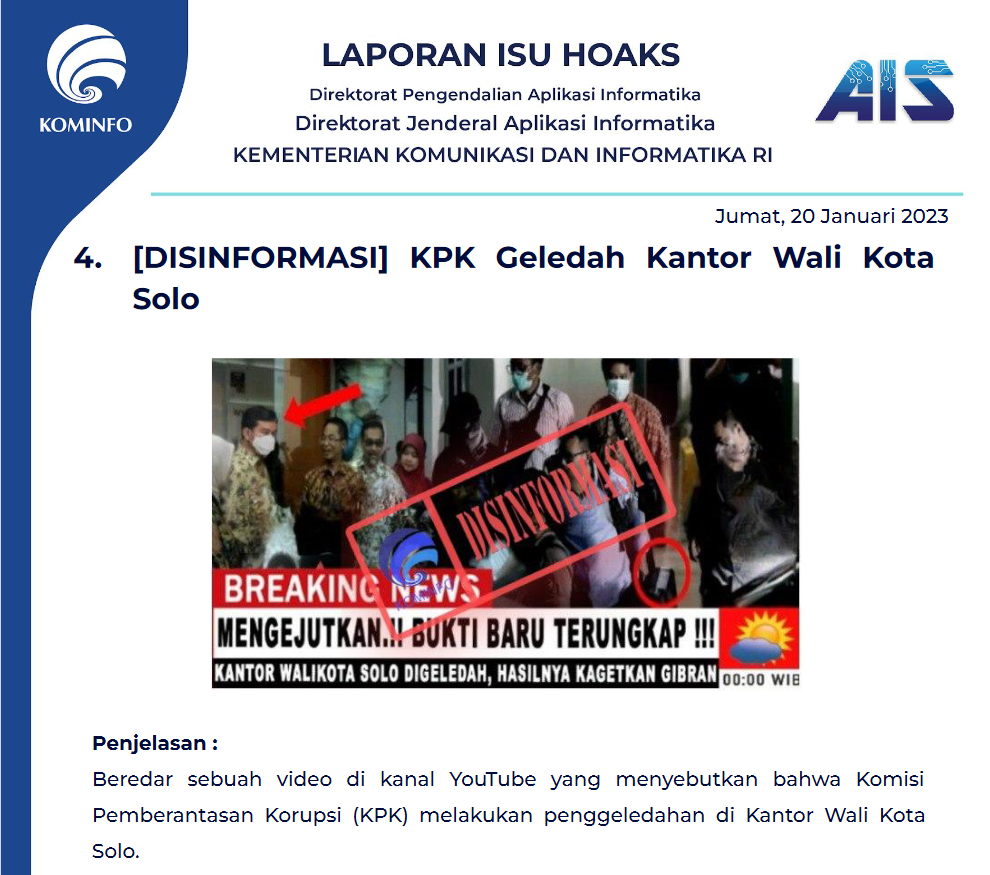 Isu Hoaks 20 Januari 2023
