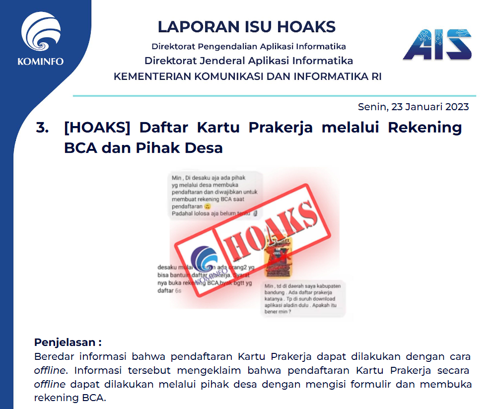 Isu Hoaks 23 Januari 2023