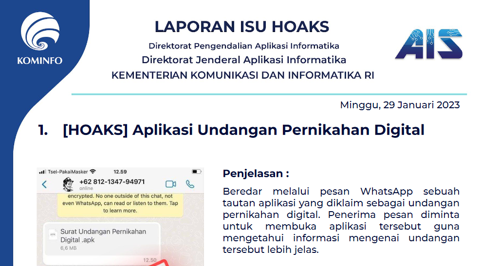 Isu Hoaks 29 Januari 2023
