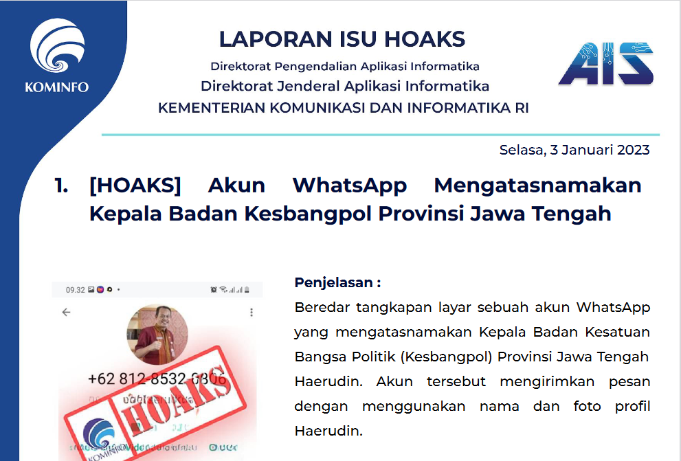 Isu Hoaks 3 Januari 2023