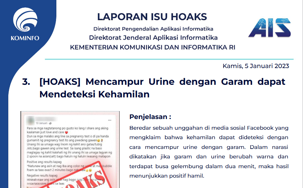 Isu Hoaks 5 Januari 2023