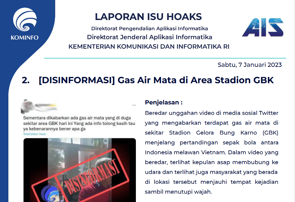 Isu Hoaks 7 Januari 2023