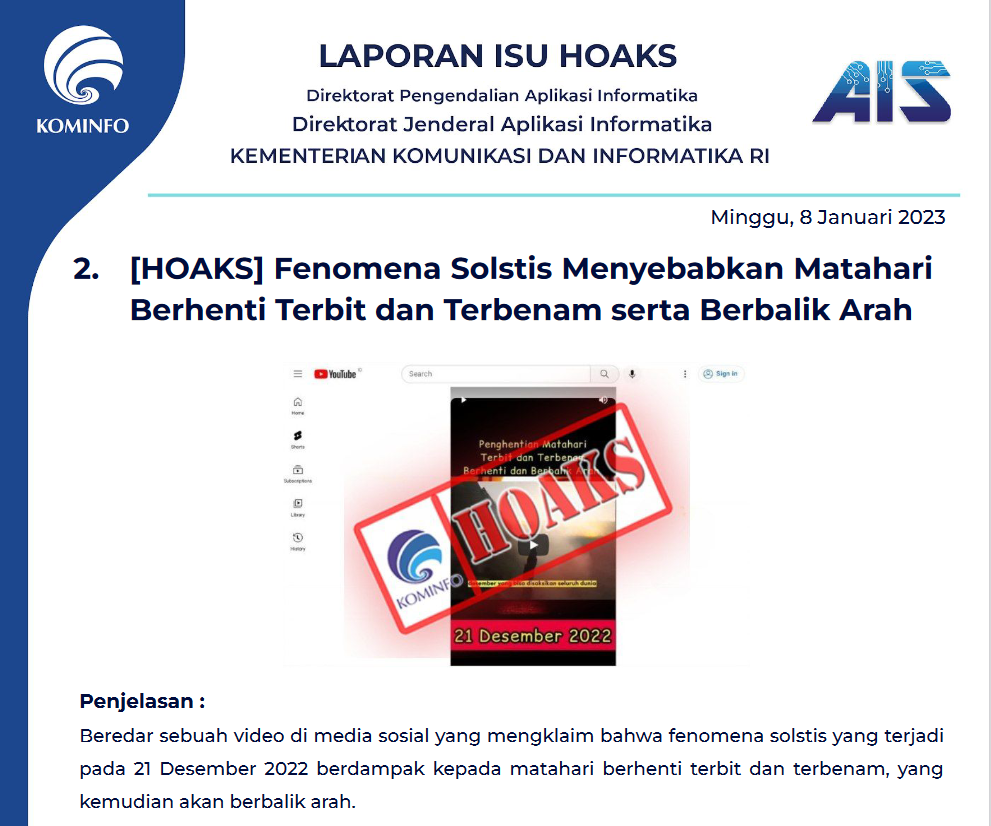 Isu Hoaks 8 Januari 2023