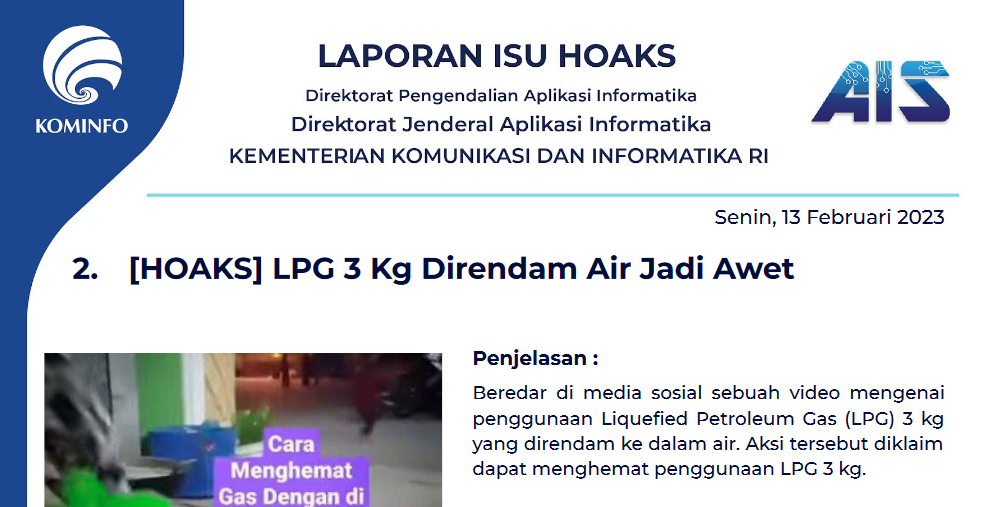 Isu Hoaks 13 Februari 2023