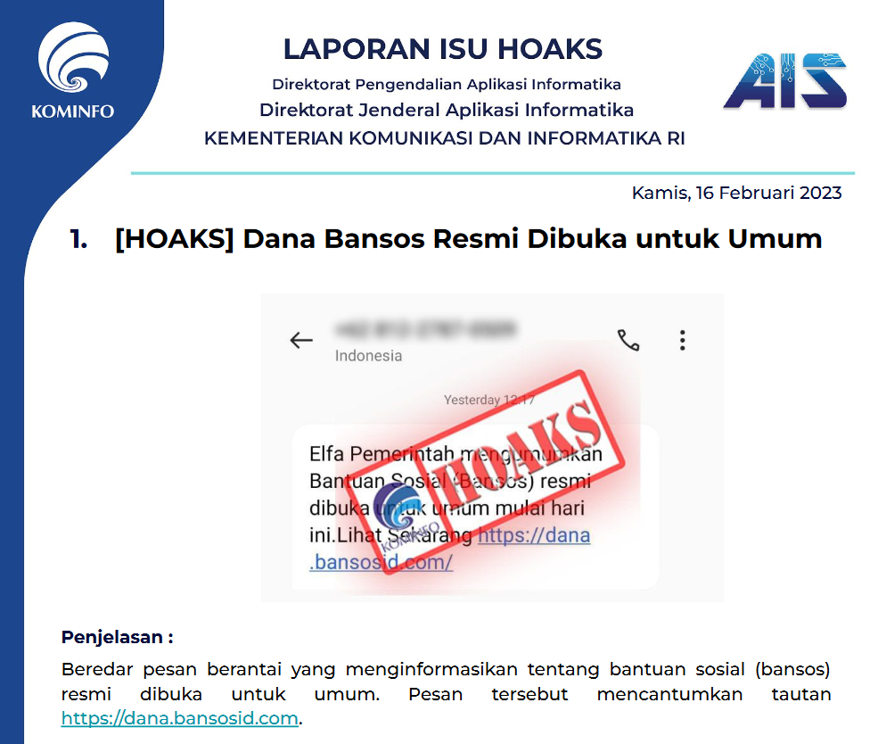 Isu Hoaks 16 Februari 2023