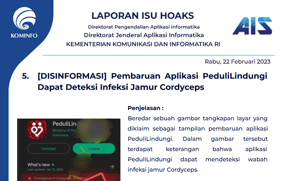 Isu Hoaks 22 Februari 2023