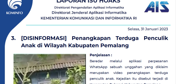Isu Hoaks 31 Januari 2023