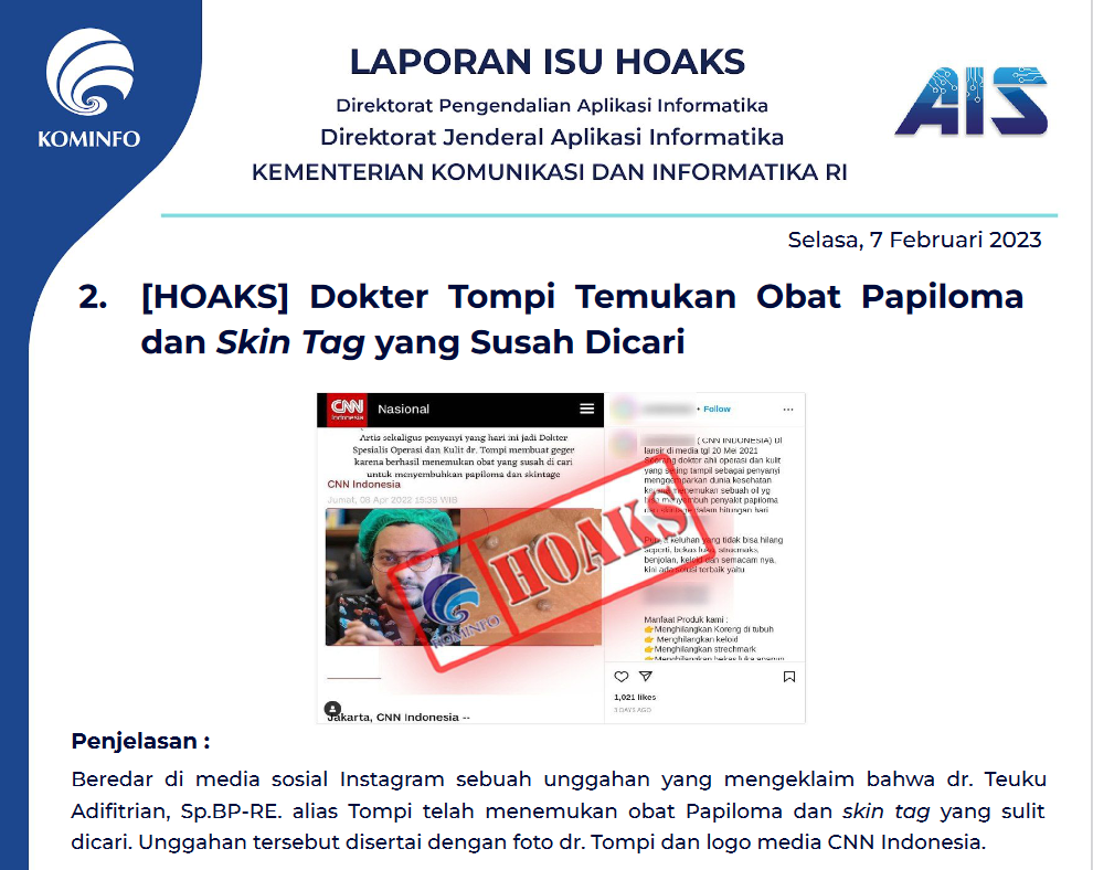 Isu Hoaks 7 Februari 2023