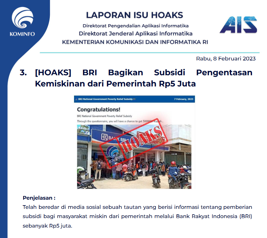 Isu Hoaks 8 Februari 2023