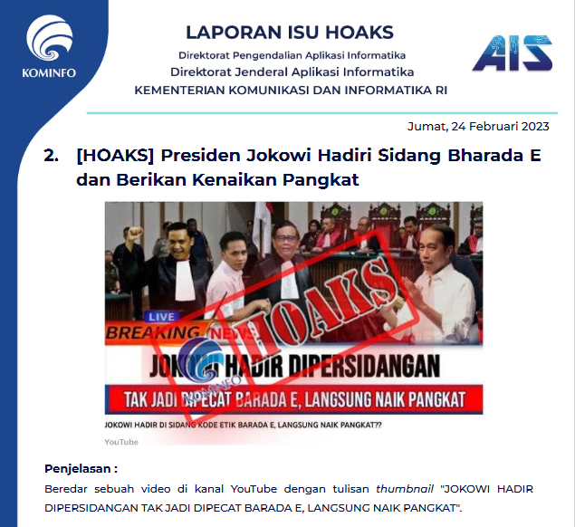 Isu Hoaks & Disinformasi 24 Februari 2023