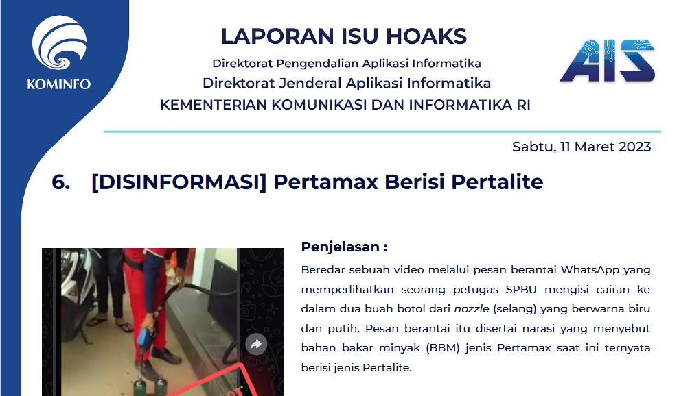Isu Hoaks 11 Maret 2023