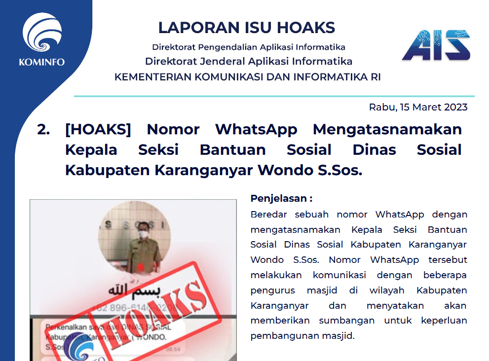 Isu Hoaks 15 Maret 2023