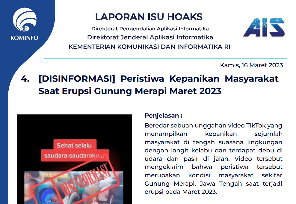 Isu Hoaks 16 Maret 2023