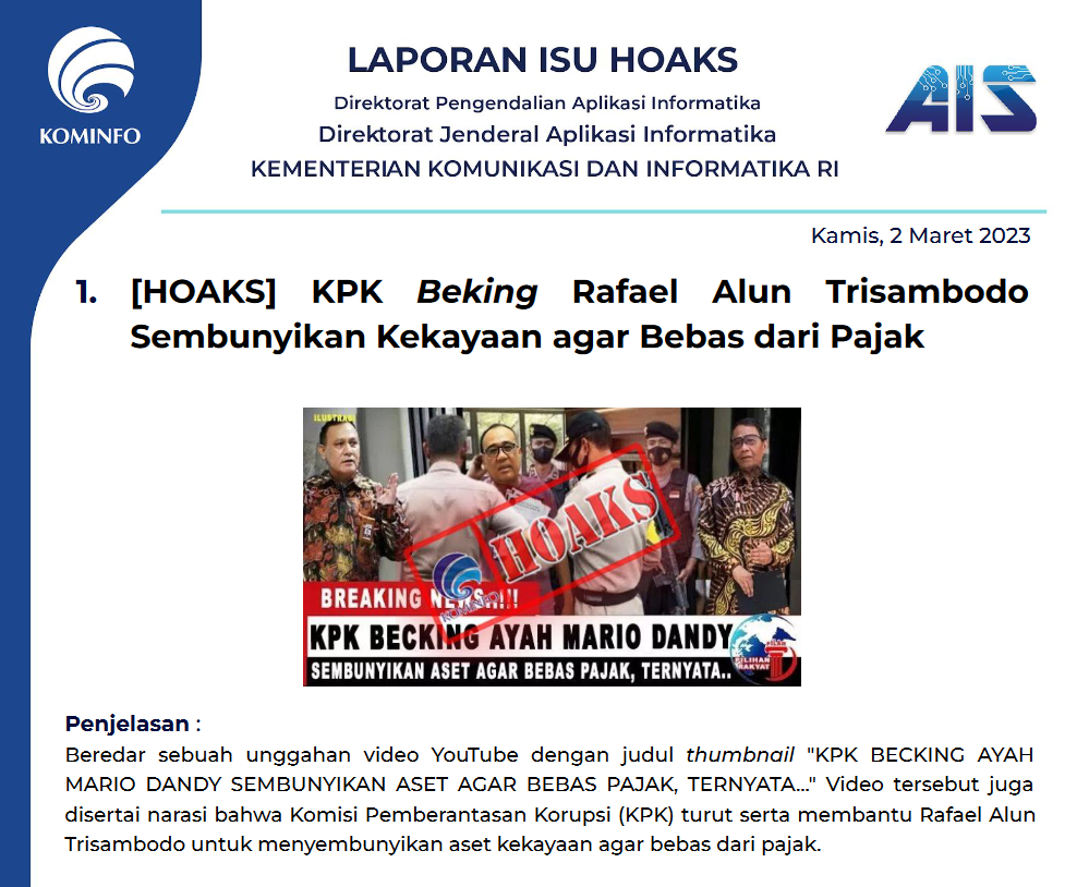 Isu Hoaks 2 Maret 2023