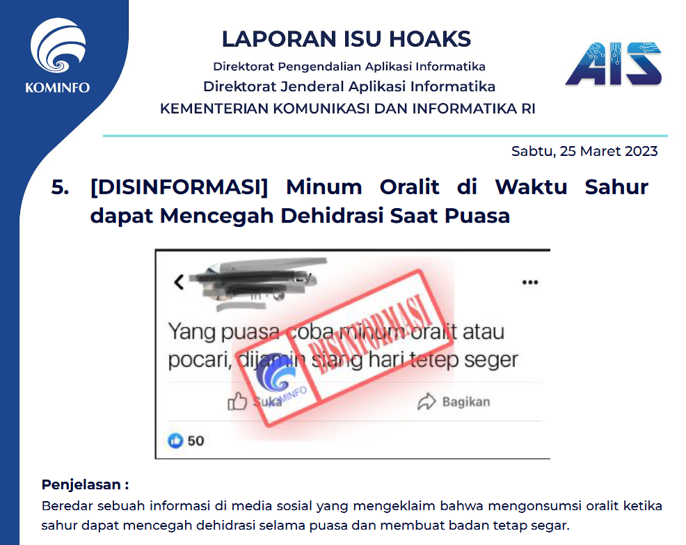 Isu Hoaks 25 Maret 2023
