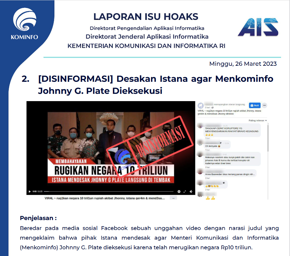 Isu Hoaks 26 Maret 2023
