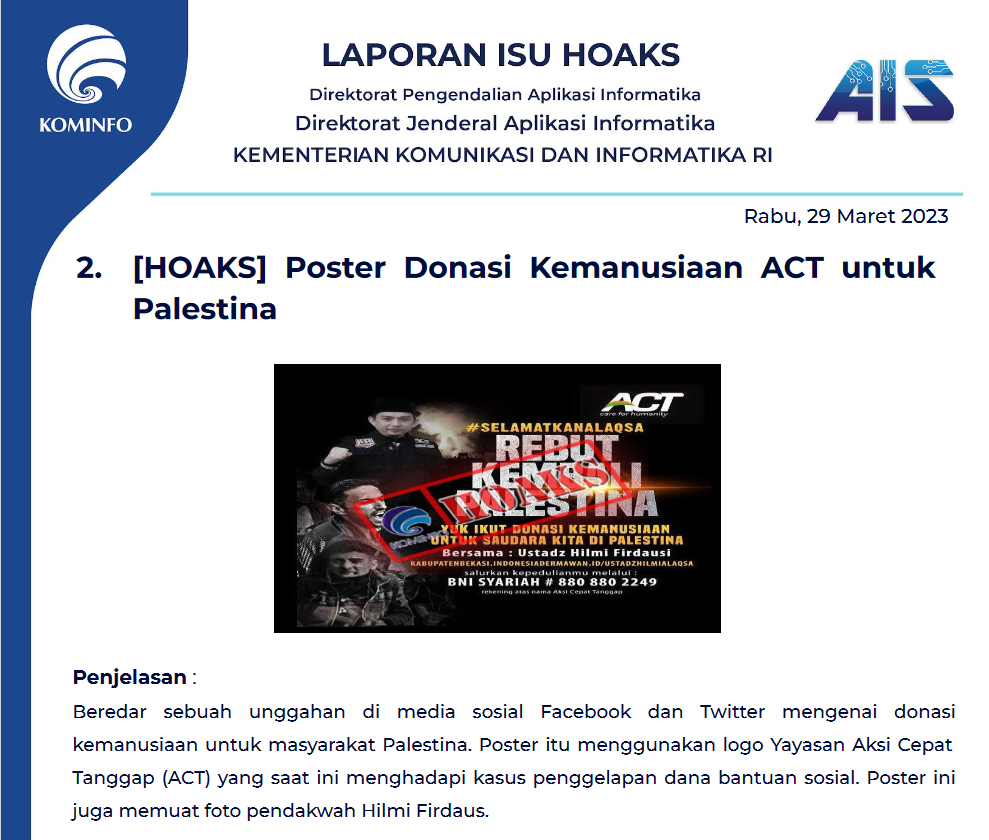 Isu Hoaks 29 Maret 2023