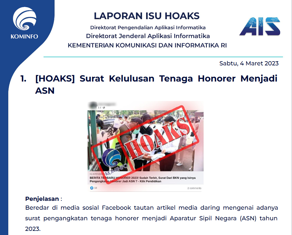 Isu Hoaks 4 Maret 2023