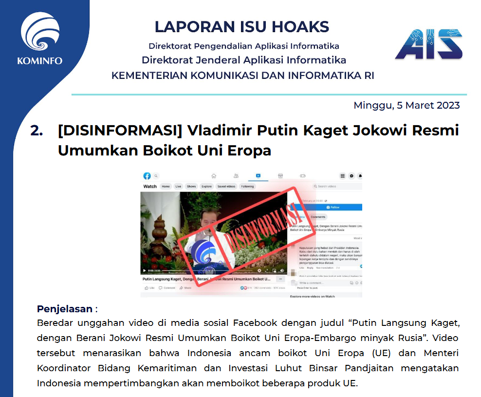 Isu Hoaks 5 Maret 2023