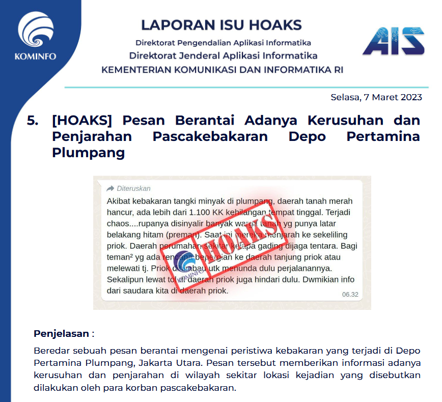 Isu Hoaks 7 Maret 2023