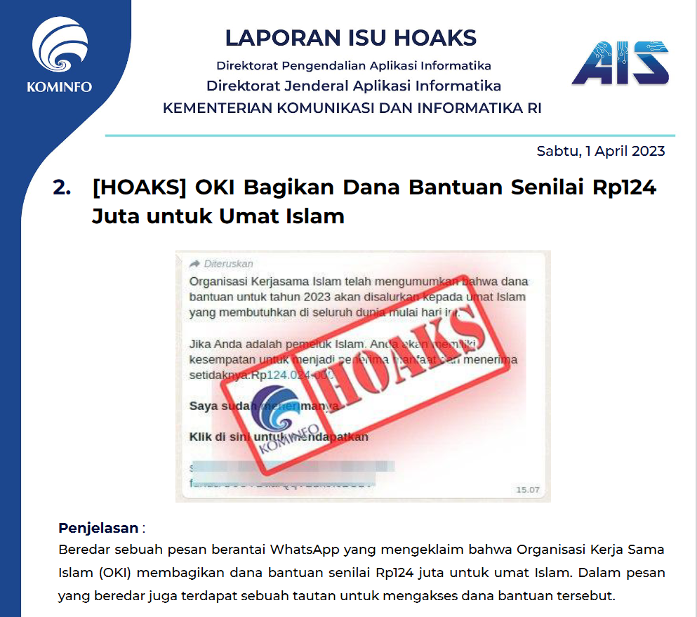 Isu Hoaks 1 April 2023